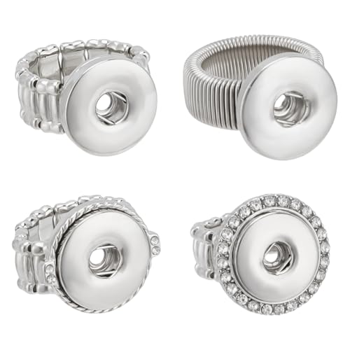 DELORIGIN 4 Stile Druckknöpfe Ringe Schmuck verstellbare Charms Metall Snap austauschbare Legierung DIY Fingerring Charms für Schmuckherstellung, Legierter Stahl, Ohne Edelstein. DELORIGIN 4 Stile Druckknöpfe Ringe Schmuck verstellbare Charms Metall Snap austauschbare Legierung DIY Fingerring Charms für Schmuckherstellung, Legierter Stahl, Ohne Edelstein. von DELORIGIN