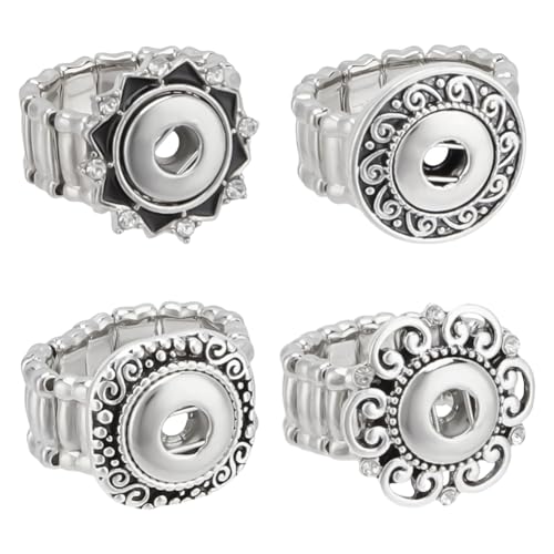 DELORIGIN 4 Stile Druckknöpfe Ringe Schmuck verstellbare Charms Metall Snap austauschbare Legierung DIY Fingerring Charms für Schmuckherstellung, Legierter Stahl, Ohne Edelstein. DELORIGIN 4 Stile Druckknöpfe Ringe Schmuck verstellbare Charms Metall Snap austauschbare Legierung DIY Fingerring Charms für Schmuckherstellung, Legierter Stahl, Ohne Edelstein. von DELORIGIN