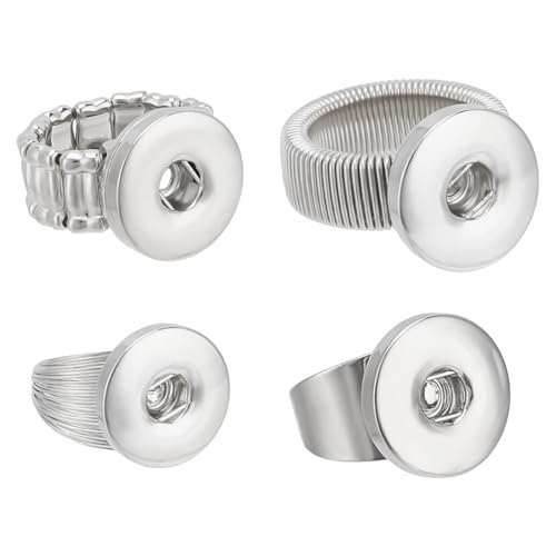 DELORIGIN 4 Stile Druckknöpfe Ringe Schmuck verstellbare Charms Metall Snap austauschbare Legierung DIY Fingerring Charms für Schmuckherstellung, Legierter Stahl, Ohne Edelstein. DELORIGIN 4 Stile Druckknöpfe Ringe Schmuck verstellbare Charms Metall Snap austauschbare Legierung DIY Fingerring Charms für Schmuckherstellung, Legierter Stahl, Ohne Edelstein. von DELORIGIN