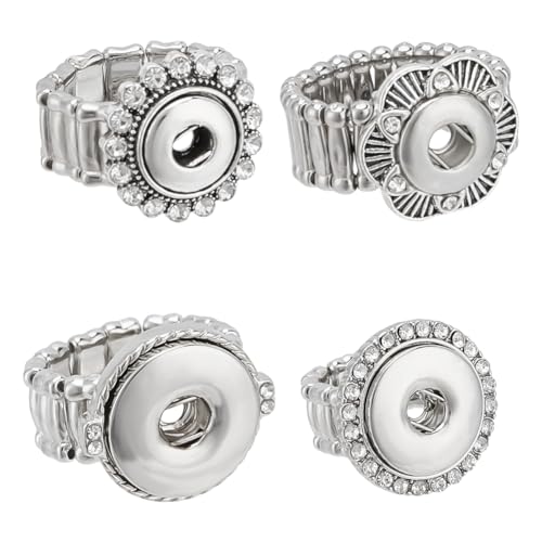 DELORIGIN 4 Stile Druckknöpfe Ringe Schmuck verstellbare Charms Metall Snap austauschbare Legierung DIY Fingerring Charms für Schmuckherstellung, Legierter Stahl, Ohne Edelstein. DELORIGIN 4 Stile Druckknöpfe Ringe Schmuck verstellbare Charms Metall Snap austauschbare Legierung DIY Fingerring Charms für Schmuckherstellung, Legierter Stahl, Ohne Edelstein. von DELORIGIN
