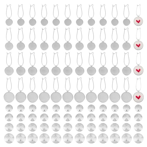 DELORIGIN 48 Stück 4 Stile Flaches Rundes Stickset Mit Leeren Ohrringen. 304 Creolen Aus Edelstahl Unfertige Ohrringrohlinge Für Die Schmuckherstellung von Frauen DELORIGIN 48 Stück 4 Stile Flaches Rundes Stickset Mit Leeren Ohrringen. 304 Creolen Aus Edelstahl Unfertige Ohrringrohlinge Für Die Schmuckherstellung von Frauen von DELORIGIN