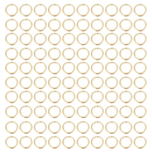 DELORIGIN 500 Stück 14 Karat vergoldetes, gefülltes Messing, offene Binderinge, Schlüsselanhänger, Ringverbinder, anlaufgeschützt, Gold-Binderinge für Schmuckherstellung, Armband, Halskette, Ohrringe DELORIGIN 500 Stück 14 Karat vergoldetes, gefülltes Messing, offene Binderinge, Schlüsselanhänger, Ringverbinder, anlaufgeschützt, Gold-Binderinge für Schmuckherstellung, Armband, Halskette, Ohrringe von DELORIGIN
