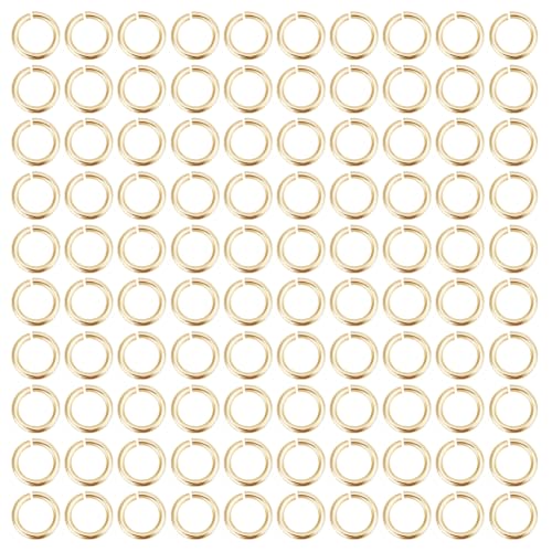 DELORIGIN 500 Stück 14 Karat vergoldetes, gefülltes Messing, offene Binderinge, Schlüsselanhänger, Ringverbinder, anlaufgeschützt, goldfarben, für Schmuckherstellung, Armband, Halskette, Ohrringe, DIY von DELORIGIN