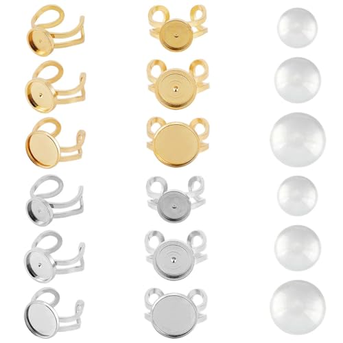DELORIGIN 6 Stück DIY Blank Dome Ring Making Kit 2 Farben Edelstahl DIY Fingerringe Sets Schmuck Rohlinge Basis Tabletts mit Klarglas Cabochons für DIY Schmuckherstellung Handwerk DELORIGIN 6 Stück DIY Blank Dome Ring Making Kit 2 Farben Edelstahl DIY Fingerringe Sets Schmuck Rohlinge Basis Tabletts mit Klarglas Cabochons für DIY Schmuckherstellung Handwerk von DELORIGIN