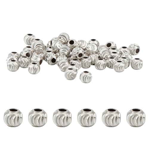 DELORIGIN 60 Stück 925 Sterling Silber Perlen 3mm Sterling Silber Abstandshalterperlen Lose Runde Gewellte Silberperlen Zur Schmuckherstellung DIY Halskette Armband Ring Ohrring DELORIGIN 60 Stück 925 Sterling Silber Perlen 3mm Sterling Silber Abstandshalterperlen Lose Runde Gewellte Silberperlen Zur Schmuckherstellung DIY Halskette Armband Ring Ohrring von DELORIGIN