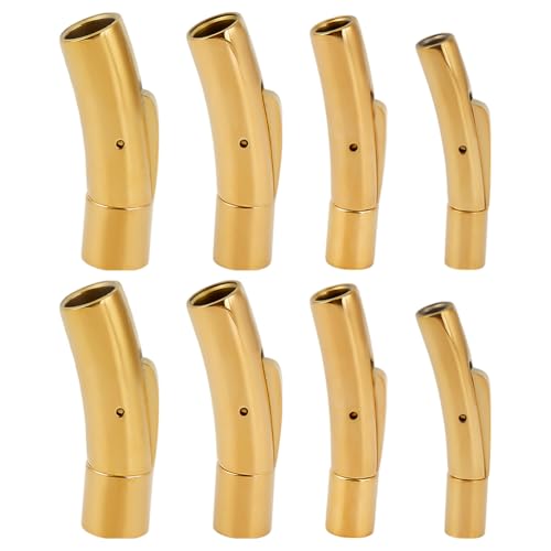 DELORIGIN 8 Stück Endverschluss Für Lederkordeln 4 Stile Bajonettverschlüsse Aus Edelstahl Mit Druckknöpfen Für Die Herstellung von Halsketten Und Armbändern (Golden) von DELORIGIN