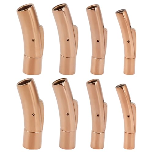 DELORIGIN 8 Stück Endverschluss Für Lederkordeln 4 Stile Bajonettverschlüsse Aus Edelstahl Verbinder Mit Druckknöpfen Für Die Herstellung von Halsketten Und Armbändern (Roségold) von DELORIGIN