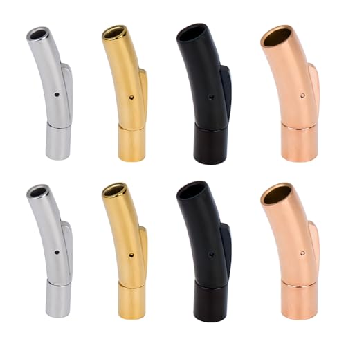 DELORIGIN 8 Stück Lederkordel Endverschluss In 4 Farben. Bajonettverschlüsse Aus Edelstahl 2.5mm Loch Gebogene Rohrhakenverschlüsse Für Selbstgemachte Lederkordeln Armbänder Halskettenkordeln von DELORIGIN