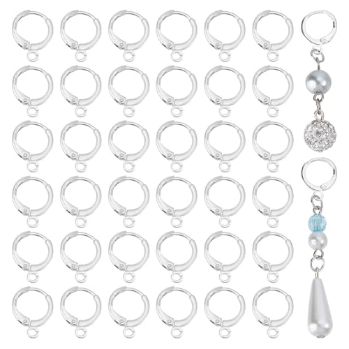 DELORIGIN 80 Stück Ohrring-Creolen Silber Ohrringhaken Ohrringherstellung Kit Kreolen Schmuckherstellung Fundstücke Gefüllte Creolen Huggie Ohrringhaken Creolen für Schmuckherstellung Zubehör (10 mm) von DELORIGIN