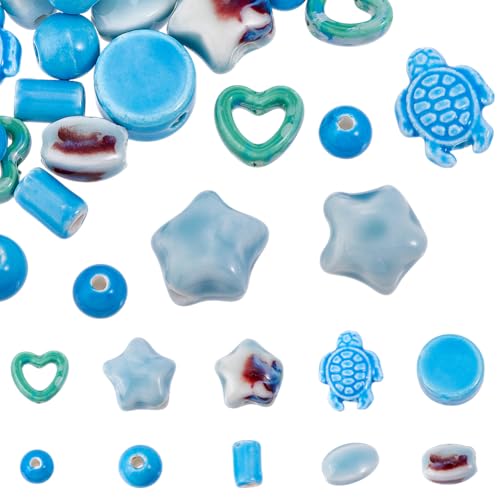 DELORIGIN 90 Stück Keramikperlen 10 Stile Blaue perlen für armbänder Porzellanperlen Stern Herz Schildkröte Keramikperle Fisch Abstandsperle Für Die Herstellung von DIY Armbändern Halsketten Schmuck DELORIGIN 90 Stück Keramikperlen 10 Stile Blaue perlen für armbänder Porzellanperlen Stern Herz Schildkröte Keramikperle Fisch Abstandsperle Für Die Herstellung von DIY Armbändern Halsketten Schmuck von DELORIGIN