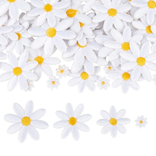 DELORIGIN Aufnäher mit Gänseblümchen-Motiv, zum Aufbügeln, 4 Größen, weiße Blumenstickerei, Applikation, niedliches Blumenmuster, zum Aufnähen auf Taschen, Jeans, Hemden, Kleidung, Schuhe, Hüte DELORIGIN Aufnäher mit Gänseblümchen-Motiv, zum Aufbügeln, 4 Größen, weiße Blumenstickerei, Applikation, niedliches Blumenmuster, zum Aufnähen auf Taschen, Jeans, Hemden, Kleidung, Schuhe, Hüte von DELORIGIN