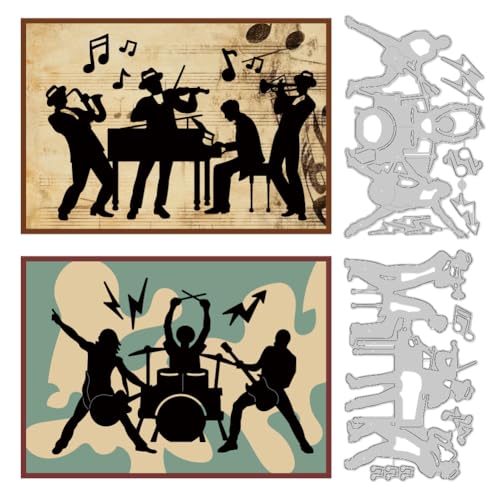 DELORIGIN Band Jazz Rock Stanzschablone Musiknoten Kartenherstellung Stanzschablone Metall Stanzformen Karten Scrapbooking Prägeschablone Stanzformen für Grußkarten Handwerk Papier Album Einladung von DELORIGIN
