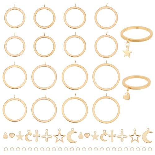 DELORIGIN DIY Charms Fingerring Herstellungsset Goldketten Fingerring Set Edelstahl Rohling Fingerring Für Partyschmuck Ringherstellung von DELORIGIN