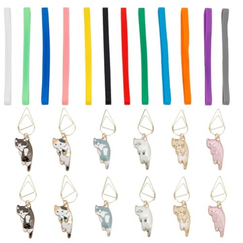 DELORIGIN Elastische Lesezeichen, verstellbare Planer, elastische Bänder, Silikonbänder, Lesezeichen mit Katzenanhänger, mehrfarbiger Buchriemen mit Büroklammern, für Büro, Schule, Leser, Geschenk DELORIGIN Elastische Lesezeichen, verstellbare Planer, elastische Bänder, Silikonbänder, Lesezeichen mit Katzenanhänger, mehrfarbiger Buchriemen mit Büroklammern, für Büro, Schule, Leser, Geschenk von DELORIGIN