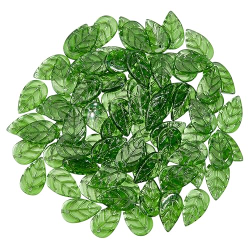 DELORIGIN Glasperlen mit grünen Blättern, durchscheinend, Glasperlen, Abstandshalter, grüne Blätter, Anhänger für Schmuckherstellung, Armbänder, Halsketten, Bastelzubehör, 120 Stück DELORIGIN Glasperlen mit grünen Blättern, durchscheinend, Glasperlen, Abstandshalter, grüne Blätter, Anhänger für Schmuckherstellung, Armbänder, Halsketten, Bastelzubehör, 120 Stück von DELORIGIN