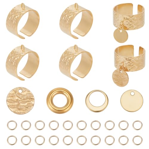 DELORIGIN Gothic Punk Kette Fingerring Set Gold Edelstahl Offener Ring Charms Einstellbar Für Frauen Halskette Ohrring Armband Schmuckherstellung Zubehör DELORIGIN Gothic Punk Kette Fingerring Set Gold Edelstahl Offener Ring Charms Einstellbar Für Frauen Halskette Ohrring Armband Schmuckherstellung Zubehör von DELORIGIN
