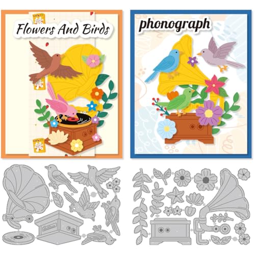 DELORIGIN Grammophone Stanzschablone mit Blumen und Vögeln, Kartenherstellung, Metall-Stanzformen, Karten, Scrapbooking, Prägeschablone für Geburtstag, Grußkarten, Bastelalbum, Einladung, festliche DELORIGIN Grammophone Stanzschablone mit Blumen und Vögeln, Kartenherstellung, Metall-Stanzformen, Karten, Scrapbooking, Prägeschablone für Geburtstag, Grußkarten, Bastelalbum, Einladung, festliche von DELORIGIN