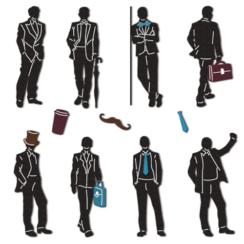 DELORIGIN Herren-Silhouetten-Stanzformen für Kartenherstellung, Männer in Anzügen, Karbonstahlrahmen, Stanzformen, Gentleman, Stanzformen, Scrapbooking, Prägeschablone, Stanzschablone für DELORIGIN Herren-Silhouetten-Stanzformen für Kartenherstellung, Männer in Anzügen, Karbonstahlrahmen, Stanzformen, Gentleman, Stanzformen, Scrapbooking, Prägeschablone, Stanzschablone für von DELORIGIN