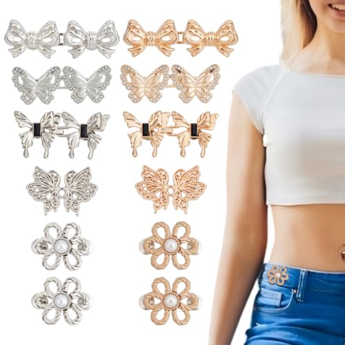 DELORIGIN Hosen-Taillenspanner in 10 Stilen, Legierung, Schleife, Schmetterling, Blume, Taillenschnalle, Nähverschlüsse, für Kleidung, Accessoires, verstellbare Jeansknopfnadeln für lose Jeans DELORIGIN Hosen-Taillenspanner in 10 Stilen, Legierung, Schleife, Schmetterling, Blume, Taillenschnalle, Nähverschlüsse, für Kleidung, Accessoires, verstellbare Jeansknopfnadeln für lose Jeans von DELORIGIN