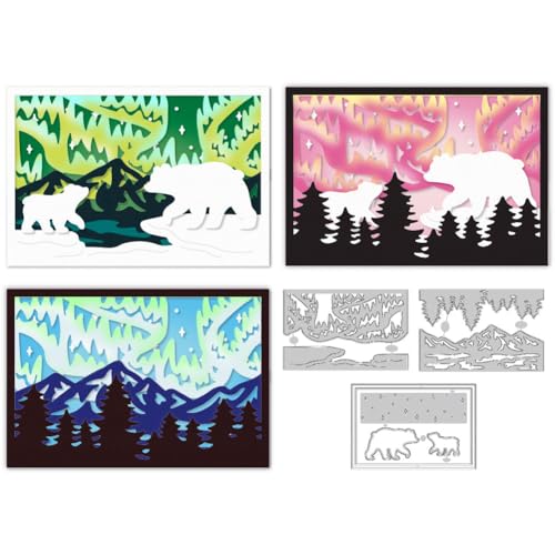 DELORIGIN Mehrschichtige Aurora Stanzformen Stanzschablonen Aus Karbonstahl Eisbär Wald Prägeschablonen Stanzschablonen Neuheiten 2025 Für Scrapbooking Zum Kartenmachen Basteln Einladungsdekor DELORIGIN Mehrschichtige Aurora Stanzformen Stanzschablonen Aus Karbonstahl Eisbär Wald Prägeschablonen Stanzschablonen Neuheiten 2025 Für Scrapbooking Zum Kartenmachen Basteln Einladungsdekor von DELORIGIN