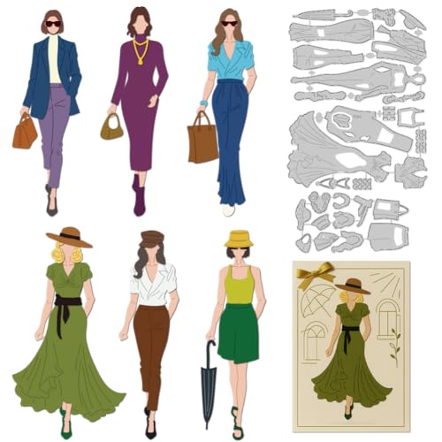 DELORIGIN Modische Stanzformen für Damen, zum Verkleiden, Kartengestaltung, Stanzschablone, Karbonstahl, Stanzformen für Karten, Scrapbooking, Prägeschablone für Grußkarten, Bastelalbum DELORIGIN Modische Stanzformen für Damen, zum Verkleiden, Kartengestaltung, Stanzschablone, Karbonstahl, Stanzformen für Karten, Scrapbooking, Prägeschablone für Grußkarten, Bastelalbum von DELORIGIN