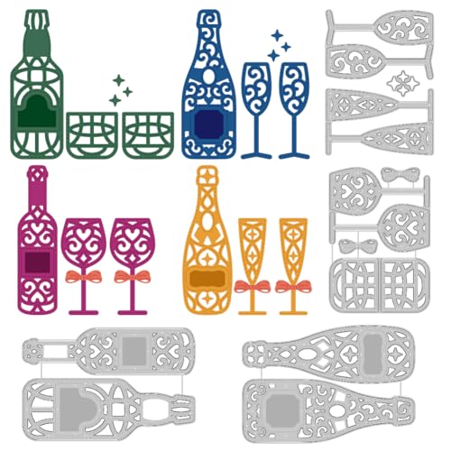 DELORIGIN Muster-Champagner-Stanzformen, Kartenherstellung, Metall-Stanzformen, Karten, Scrapbooking, Prägeschablone für Geburtstag, Grußkarten, Bastelalbum, Einladung, Feier, festliche Dekoration von DELORIGIN