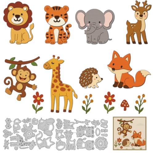 DELORIGIN Niedliche Waldtier-Metall-Stanzformen für Kartenherstellung, dekorative Prägeschablonen, Schablonen für DIY, Scrapbooking, Fotoalbum, Papierkarten, Einladung, Kunst, Handwerk, Party von DELORIGIN