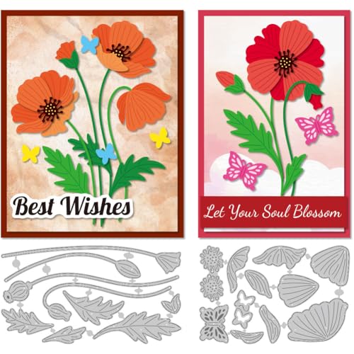 DELORIGIN Papaver Rhoeas Stanzformen für Kartenherstellung, Blumenform, Metallschablone, Scrapbooking, Prägeschablone für Grußkarten, Bastelarbeiten, Fotoalbum, Einladung, Dekoration DELORIGIN Papaver Rhoeas Stanzformen für Kartenherstellung, Blumenform, Metallschablone, Scrapbooking, Prägeschablone für Grußkarten, Bastelarbeiten, Fotoalbum, Einladung, Dekoration von DELORIGIN