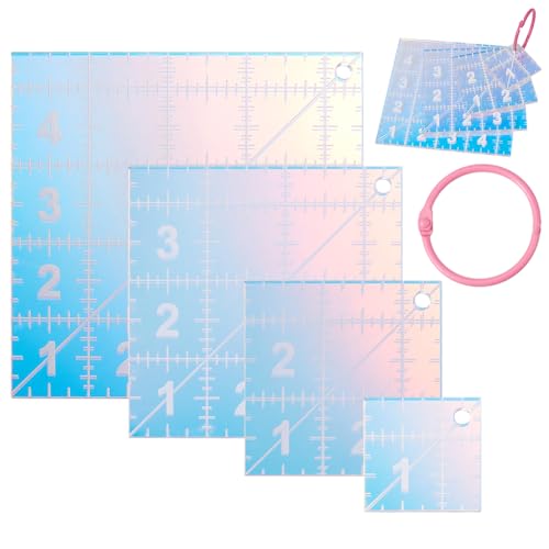 DELORIGIN Quilt-Acryl-Schablone, 4 quadratische schillernde Farben, Quilt-Lineal, Stoff-Nähen, Schneidelineal, DIY-Vorlage, Werkzeuge mit klaren gedruckten Linien zum Nähen, präzises Schneiden DELORIGIN Quilt-Acryl-Schablone, 4 quadratische schillernde Farben, Quilt-Lineal, Stoff-Nähen, Schneidelineal, DIY-Vorlage, Werkzeuge mit klaren gedruckten Linien zum Nähen, präzises Schneiden von DELORIGIN