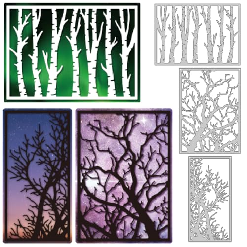 DELORIGIN Realistische Baum-Stanzformen für Kartenherstellung, Hintergrundrahmen, Metallschablone, Scrapbooking, Prägeschablone für Grußkarten, Bastelarbeiten, Fotoalbum, Einladungsdekoration von DELORIGIN