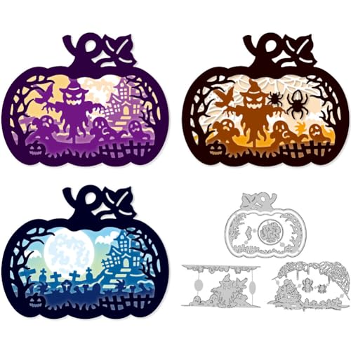 DELORIGIN Stanzformen Mit Halloween Kürbisrahmen Zur Kartenherstellung Schablone Aus Karbonstahl Prägevorlage Für Halloween Karten Scrapbooking Einladungsdekor von DELORIGIN