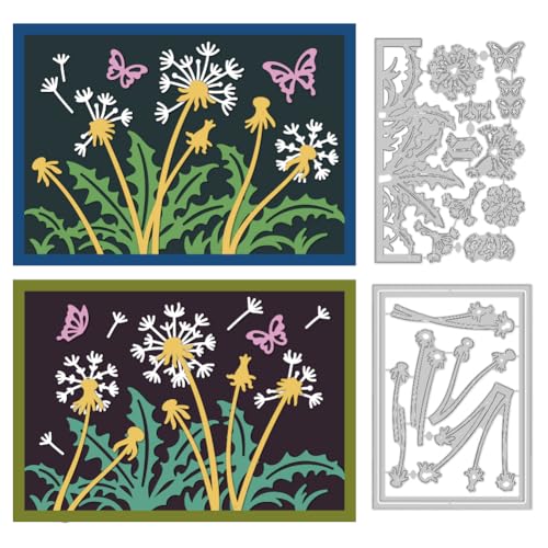 DELORIGIN Stanzschablone für Grußkarten, Motiv: Löwenzahn, Karbonstahl, Stanzformen für Karten, Scrapbooking, Prägeschablone für Grußkarten, Bastelpapier, Album, Einladungen, Dekoration von DELORIGIN