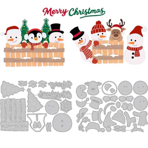 DELORIGIN Stanzschablone für Weihnachten, Schneemann, Zaun, Elch, Pinguin, Kartenherstellung, Karbonstahl, Stanzformen für Karten, Scrapbooking, Prägeschablone für Grußkarten, Bastelalbum DELORIGIN Stanzschablone für Weihnachten, Schneemann, Zaun, Elch, Pinguin, Kartenherstellung, Karbonstahl, Stanzformen für Karten, Scrapbooking, Prägeschablone für Grußkarten, Bastelalbum von DELORIGIN