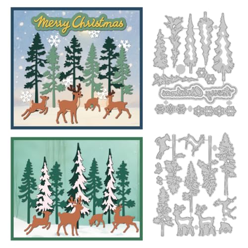 DELORIGIN Stanzschablone mit Kiefernbäumen, Wald, Hirsch, Kartenherstellung, Karbonstahl, Stanzformen, Scrapbooking, Prägeschablone für Weihnachten, Grußkarten, Bastelalbum, Party, Einladung, Umschlag DELORIGIN Stanzschablone mit Kiefernbäumen, Wald, Hirsch, Kartenherstellung, Karbonstahl, Stanzformen, Scrapbooking, Prägeschablone für Weihnachten, Grußkarten, Bastelalbum, Party, Einladung, Umschlag von DELORIGIN