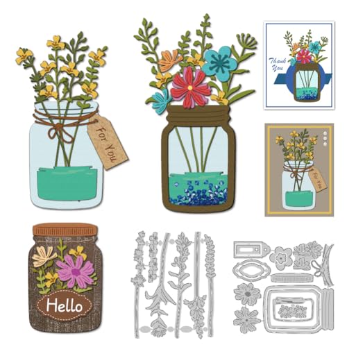 DELORIGIN Stanzschablone mit Wildblumen-Motiv, Metall, Blumenvasen, Stanzformen, Karten, Scrapbooking, Prägeschablone für Grußkarten, Bastelpapier, Album, Einladung, Dekoration DELORIGIN Stanzschablone mit Wildblumen-Motiv, Metall, Blumenvasen, Stanzformen, Karten, Scrapbooking, Prägeschablone für Grußkarten, Bastelpapier, Album, Einladung, Dekoration von DELORIGIN