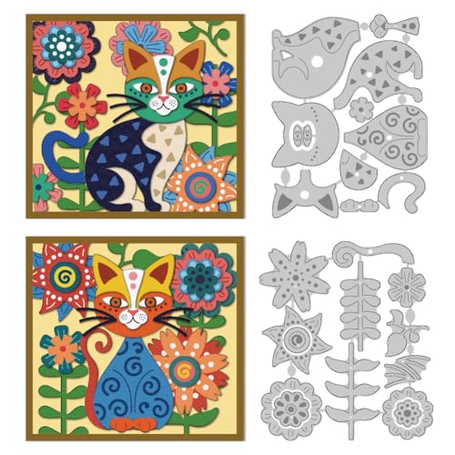 DELORIGIN Künstlerische Katzen-Stanzformen, Karbonstahl, Blumen-Stanzformen, Neuheit, Schablonen, Scrapbooking, Prägeschablone, Schablone für Geschenk, Party, Gruß, Fotoalbum, Papierbasteldekoration DELORIGIN Künstlerische Katzen-Stanzformen, Karbonstahl, Blumen-Stanzformen, Neuheit, Schablonen, Scrapbooking, Prägeschablone, Schablone für Geschenk, Party, Gruß, Fotoalbum, Papierbasteldekoration von DELORIGIN