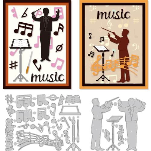DELORIGIN Stanzteile Für Musikdirigent Stanzformen Aus Karbonstahl Stanzformen Musiknoten Schablonen Scrapbooking Prägeschablonen Rahmen Für Die Kartengestaltung Party Gruß Prägung von DELORIGIN