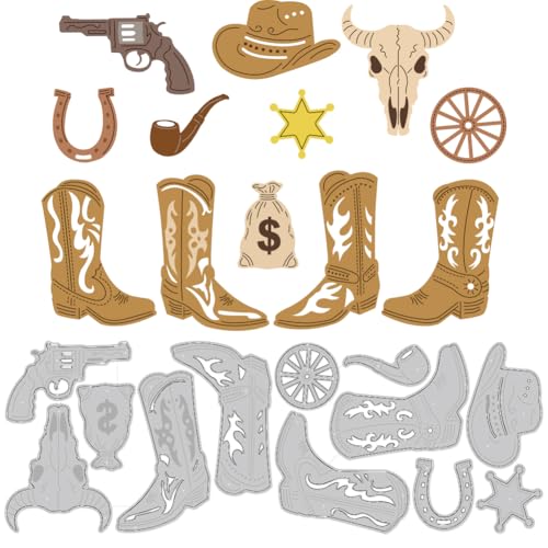 DELORIGIN Western Cowboy Stanzformen für Kartenherstellung, Karbonstahl, Stanzschablonen für Scrapbooking, Prägeschablone für Grußkarten, Einladungen, Fotoalbum, DIY, Basteln, Geschenk, Dekorationen DELORIGIN Western Cowboy Stanzformen für Kartenherstellung, Karbonstahl, Stanzschablonen für Scrapbooking, Prägeschablone für Grußkarten, Einladungen, Fotoalbum, DIY, Basteln, Geschenk, Dekorationen von DELORIGIN