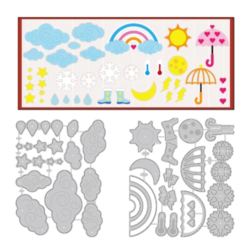 DELORIGIN Wetter Stanzformen Sonne Wolke Regenschirm Kartenherstellung Stanzschablone Scrapbooking Prägevorlage Für Grußkarten Bastelalbum Einladung von DELORIGIN