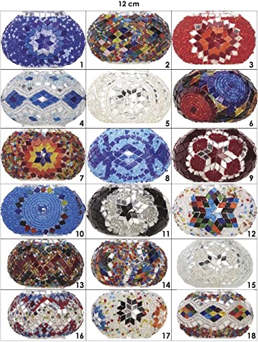 DEMMEX Ersatz-Mosaik-Glasschirm für türkische marokkanische Lampen, handgefertigter ovaler Tiffany-Stil, bunter Lampenschirm für Tisch, Boden, Decke, Hängelampen, Kronleuchter (mehrfarbig, 12,7 cm von DEMMEX