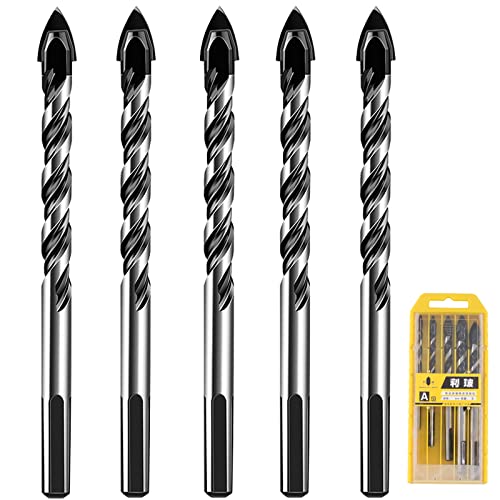 5er Bohrer Set Fliesenbohrer, Fliesenbohrer Glasbohrer Set, Steinbohrer Triangel Legierung Lochsäge Spiralbohrer Glasbohrer, Keramikbohrer ür Fliesen Beton Glas Holz (10mm) von DEMON KILLER