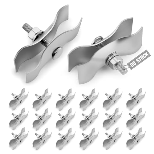 20 Stück Bauzaun Verbindungsschelle 42 x 42mm, Mobilzaun Verbinder Schelle Baustellenzaun aus Metall 20 Stück Bauzaun Verbindungsschelle 42 x 42mm, Mobilzaun Verbinder Schelle Baustellenzaun aus Metall von DENEWERK