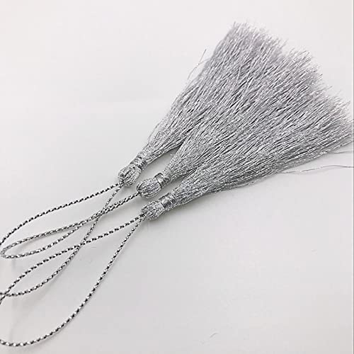 30 Stück/Set Gold Silk Silber Quasten Fransen Polyester Anhänger Lesezeichen Quasten Schmuck Zubehör Quaste zum Basteln DIY Dekorativ, Silber von DENIP
