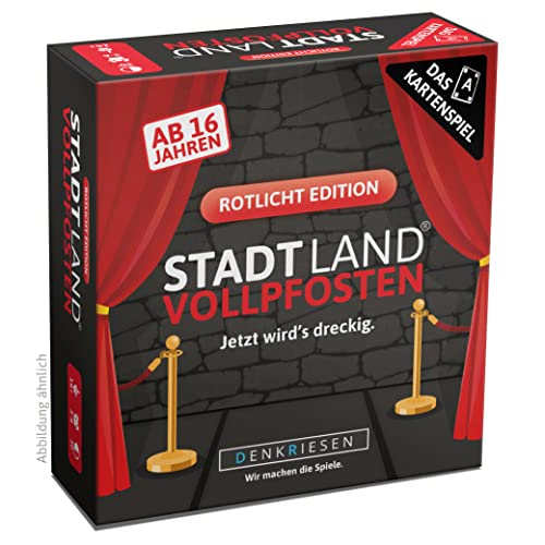 DENKRIESEN - Stadt Land VOLLPFOSTEN - Das Kartenspiel - Rotlicht Edition | Für lustige Spieleabende | Partyspiel | Wichtelgeschenk | Stadt Land Fluss | Ab 16 von DENKRIESEN