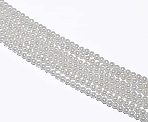 Beadwaala Natürliche Süßwasser-Zuchtperlen zur Schmuckherstellung, natürlicher Edelstein, Halbedelstein, 4 mm, Weiß, 38,1 cm, Packung mit 2 Strängen-B0B938P5DN von DENMOUS
