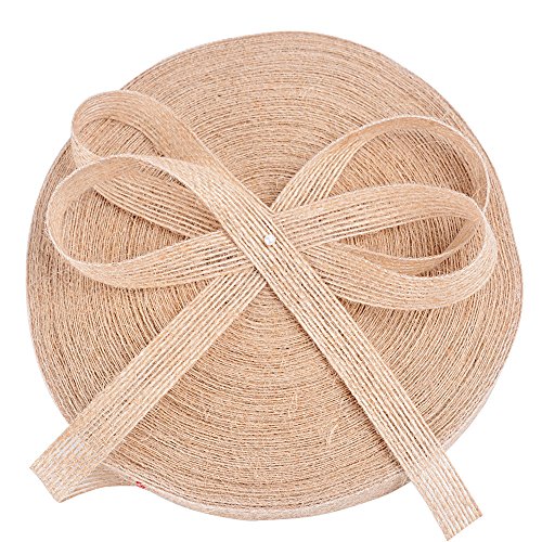 DEOMOR Juteband 50Meter x 1.5CM Sackleinen Band Dekoband Natürliche Burlap Band Vintage Perfekt für DIY Handwerk Hochzeit Party Haus Weihnachten Deko Geschenke deko Tagebuch DIY von DEOMOR