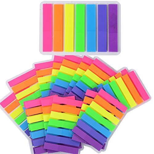 2240 Stück 16 Sets Haftmarker Film Haftnotizen Haftstreifen Page Marker Tab Marker Index Tabs Index Sticky Notes Beschreibbar Bunt für Seitenmarkierung 44 * 8MM 7 Farbe von DEOMOR