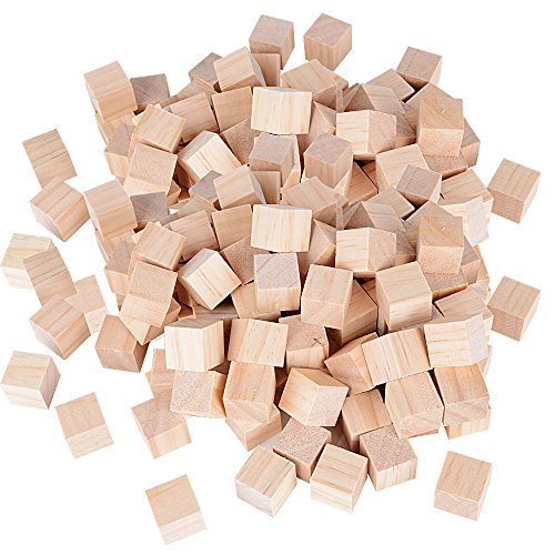 DEOMOR 100 Stück Holzwürfel 20mm Blanko Deko Bastelmaterial Quadrat Natur zum DIY Basteln Malen Handwerk Dekoration von DEOMOR