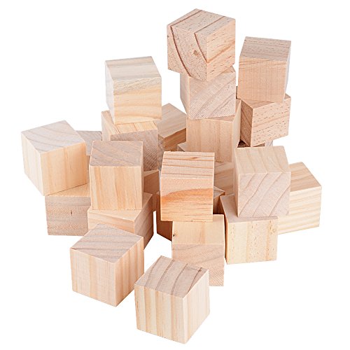 DEOMOR 24 Stück Holz Würfel 40mm Holzwürfel Blanko Deko Holz Basteln Bastelmaterial Holz Quadrat Würfel Natur Deko zum DIY Basteln Malen DIY Handwerk Dekoration von DEOMOR