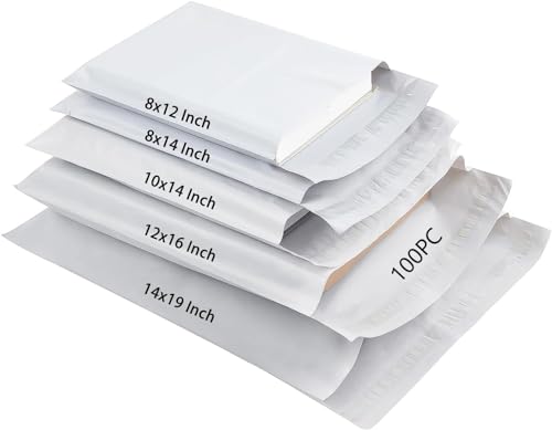 DERAYEE 100pc weiße Poly Versandtaschen,Versandbeutel Plastik selbstklebend,Pakettaschen Kunststoffbeutel Versandtüten mit 5 Gemischt Größe für die Verpackung,Kleidung,Bücher DERAYEE 100pc weiße Poly Versandtaschen,Versandbeutel Plastik selbstklebend,Pakettaschen Kunststoffbeutel Versandtüten mit 5 Gemischt Größe für die Verpackung,Kleidung,Bücher von DERAYEE